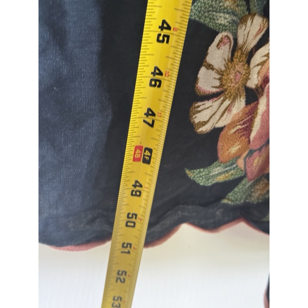 FARM RIO Maira Floral Linen Plunge Maxi Dress Women's Size M Navy Blue - Picture 10 of 16